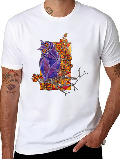 Abstract Owl Graphic Tee - Mens Black T-Shirt
