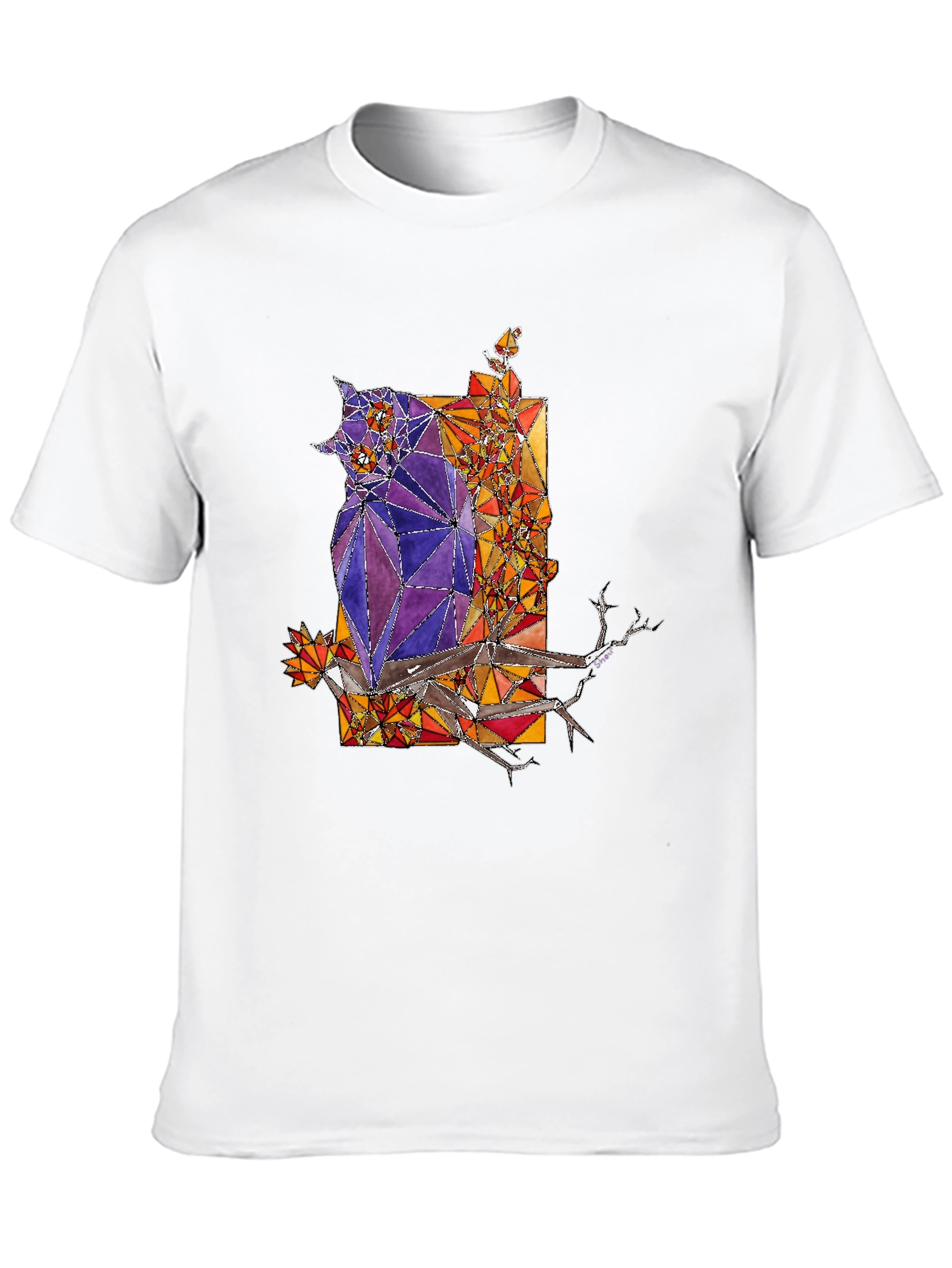 Abstract Owl Graphic Tee - Mens Black T-Shirt