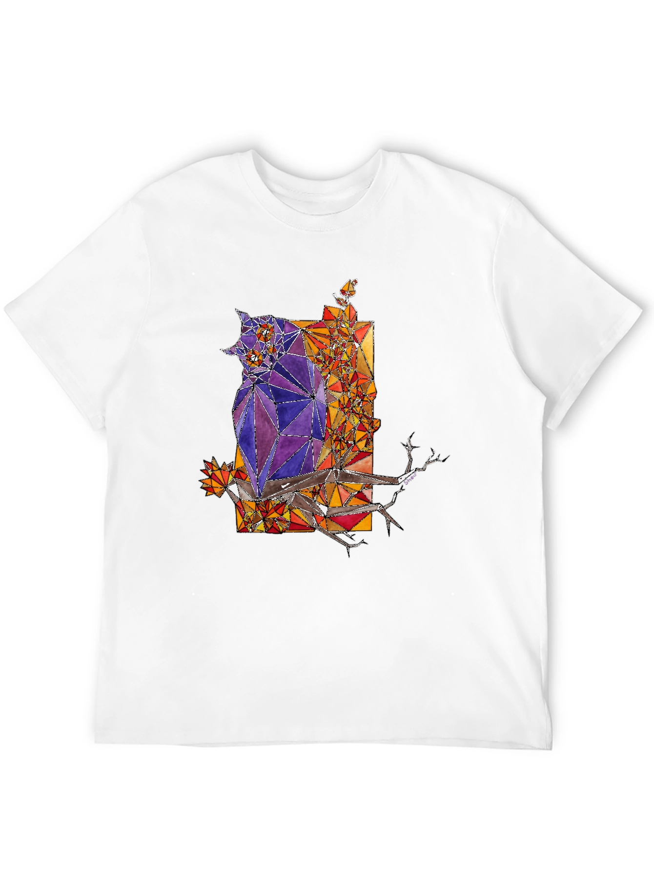Abstract Owl Graphic Tee - Mens Black T-Shirt