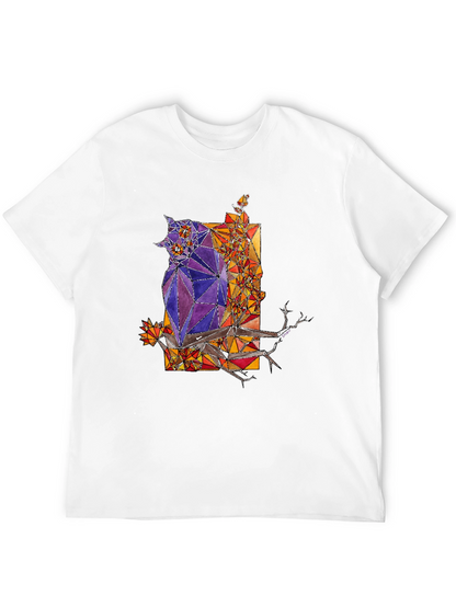 Abstract Owl Graphic Tee - Mens Black T-Shirt