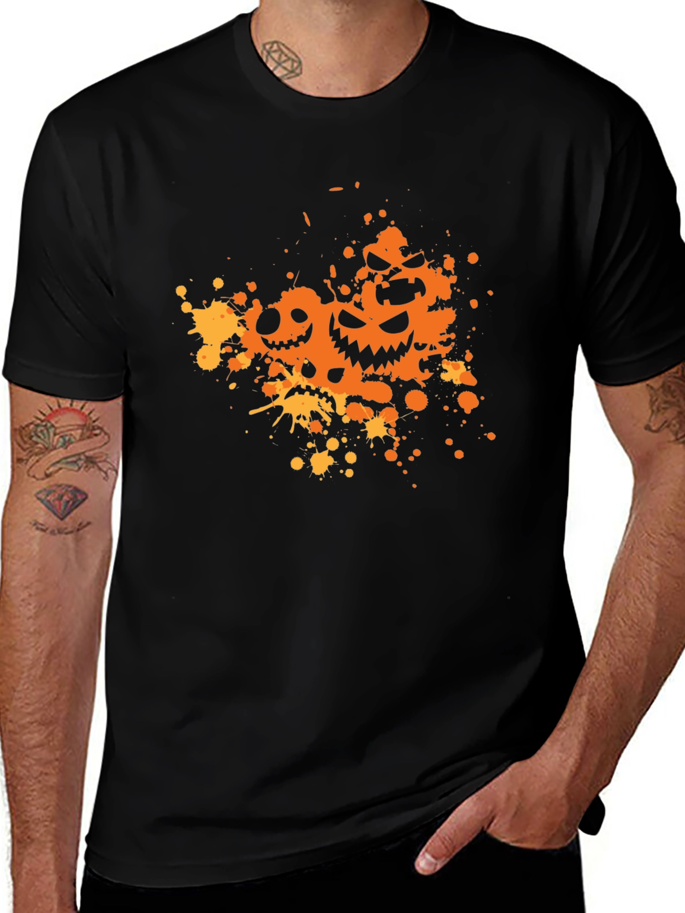 Halloween Pumpkin Face Splatter T-Shirt
