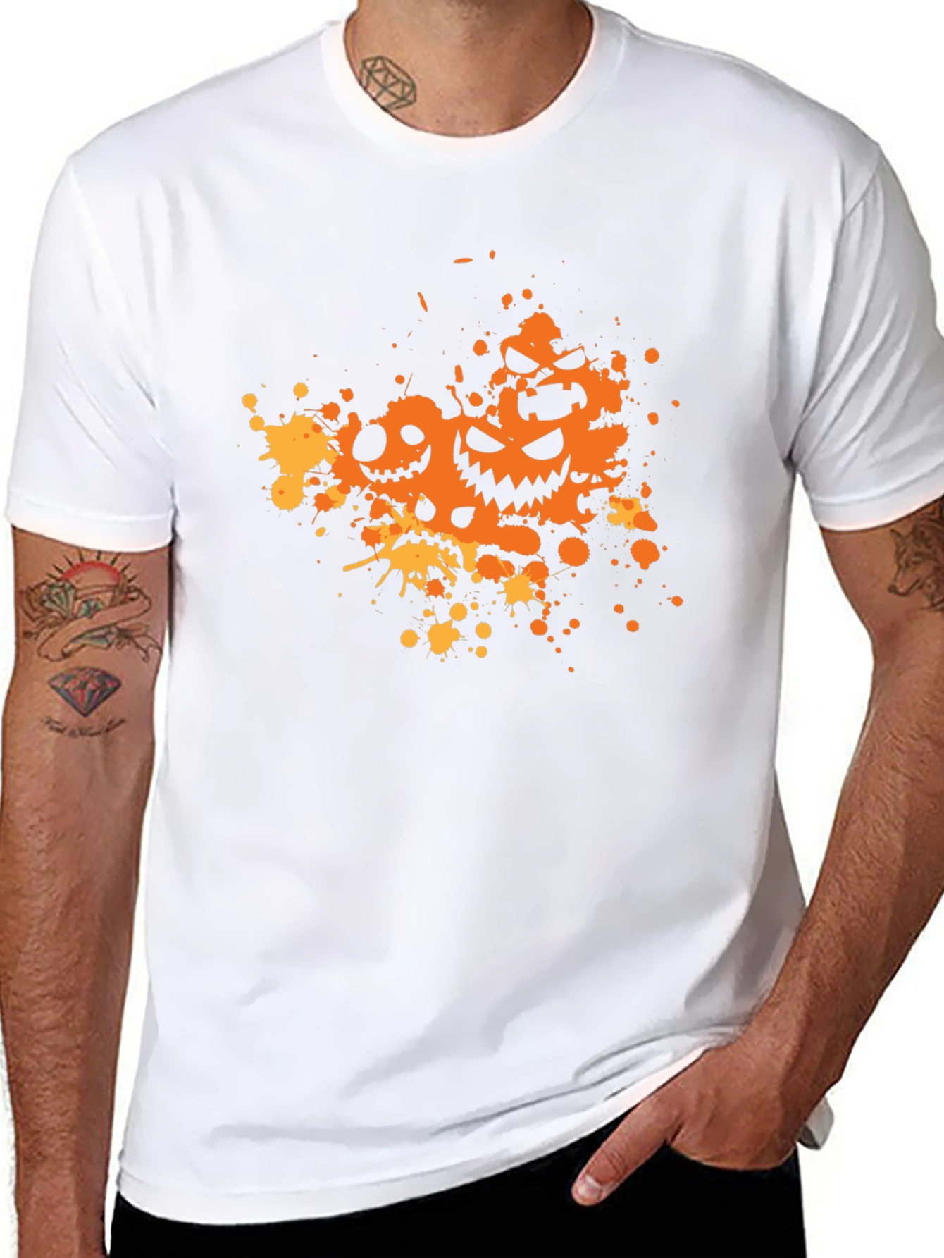 Halloween Pumpkin Face Splatter T-Shirt