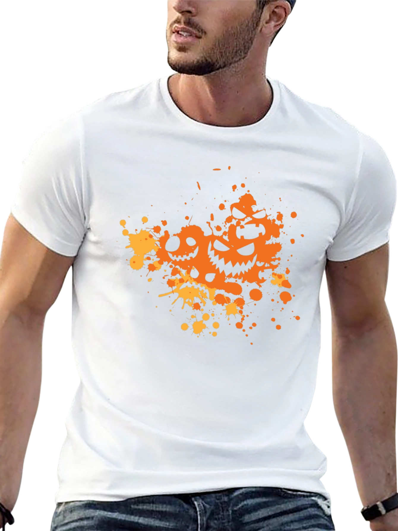 Halloween Pumpkin Face Splatter T-Shirt