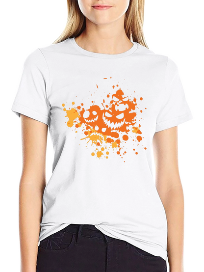 Halloween Pumpkin Face Splatter T-Shirt
