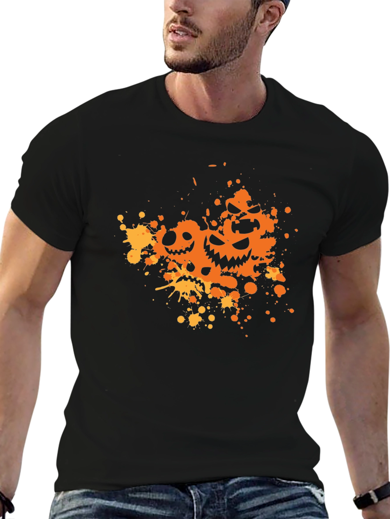 Halloween Pumpkin Face Splatter T-Shirt