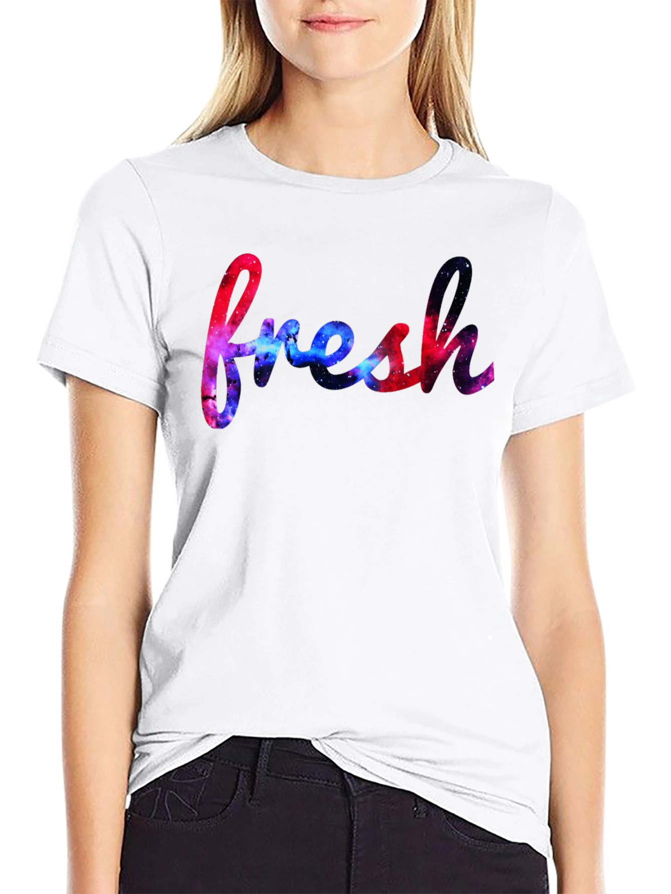 Fresh Graphic Tee - Galaxy Design Black T-Shirt