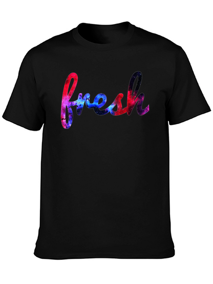 Fresh Graphic Tee - Galaxy Design Black T-Shirt