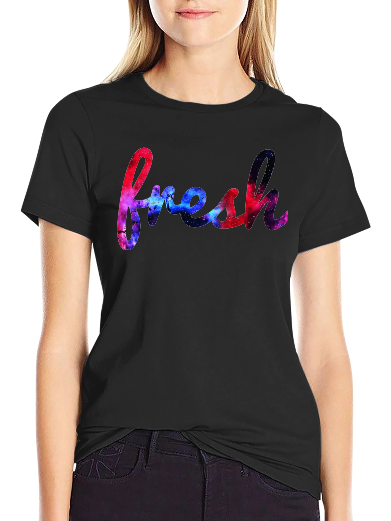 Fresh Graphic Tee - Galaxy Design Black T-Shirt