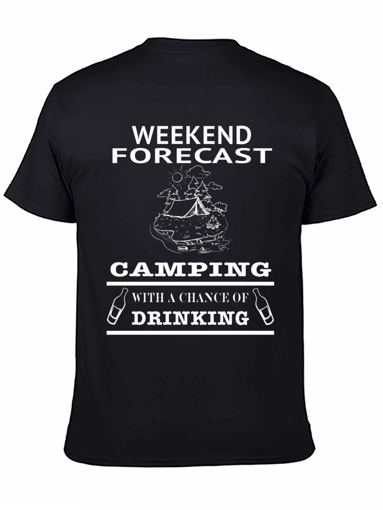 Camping & Drinking Black Graphic T-Shirt