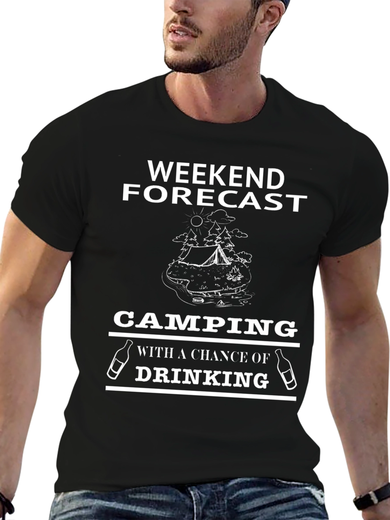 Camping & Drinking Black Graphic T-Shirt