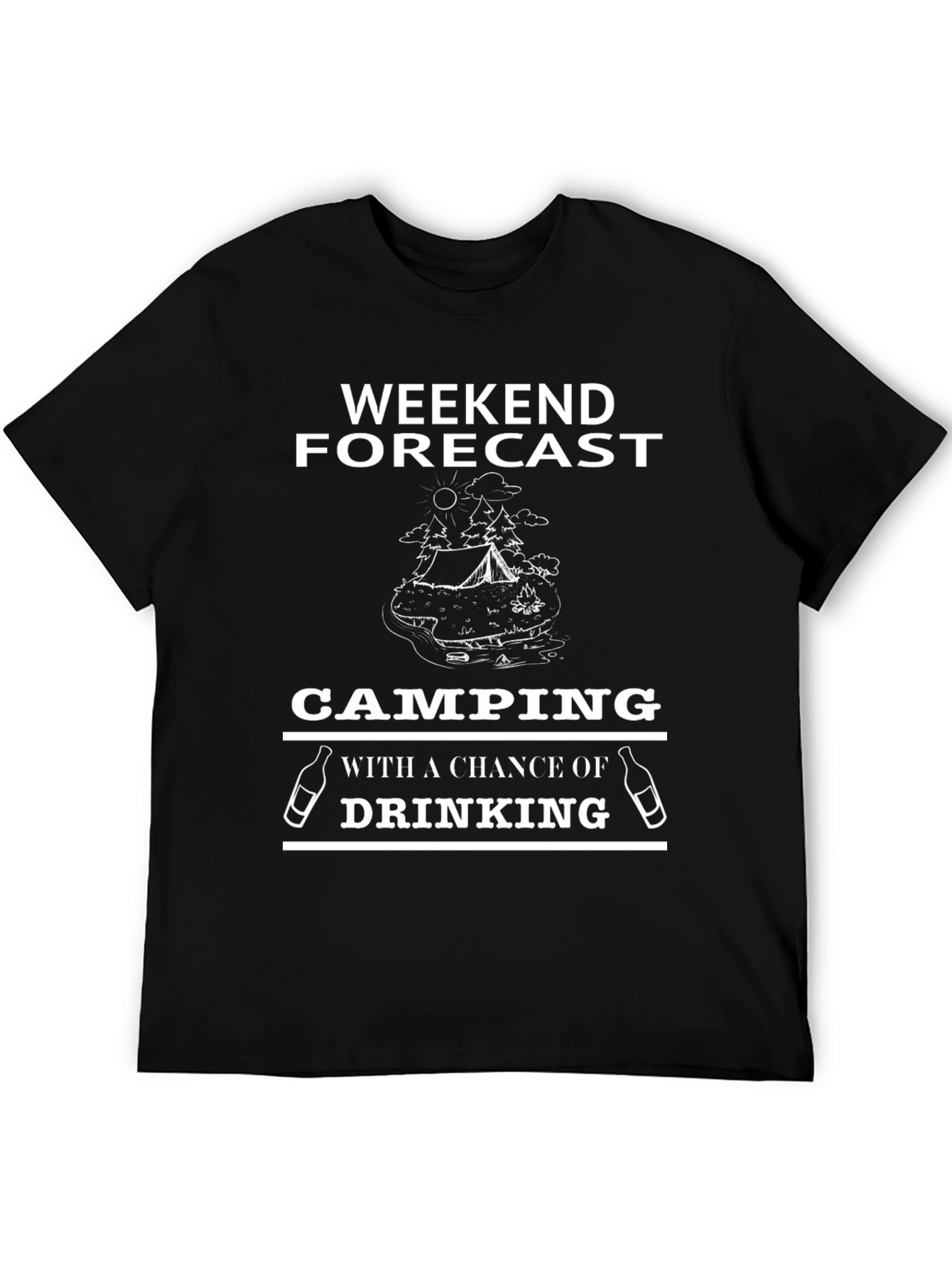 Camping & Drinking Black Graphic T-Shirt