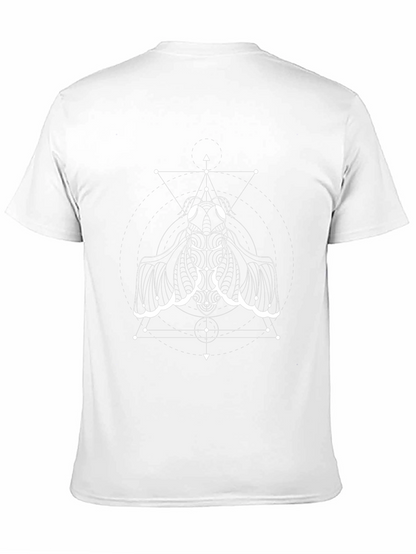Geometric Moth Graphic Tee - Black Cotton Blend