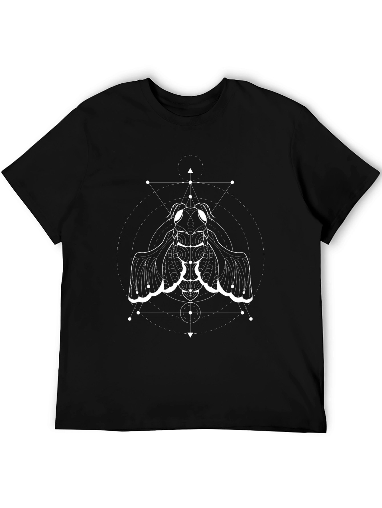 Geometric Moth Graphic Tee - Black Cotton Blend