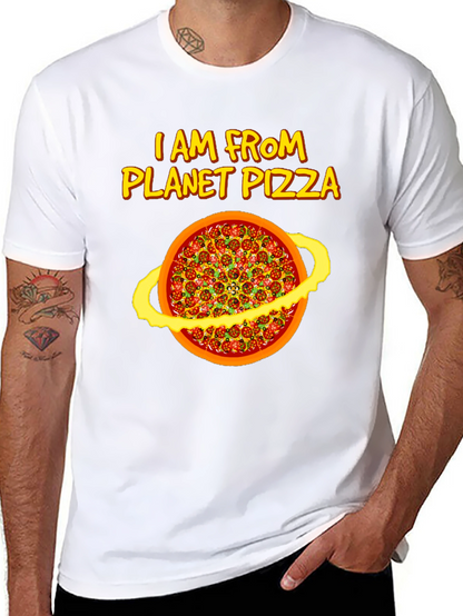 Planet Pizza Graphic Tee - Black Cotton T-Shirt
