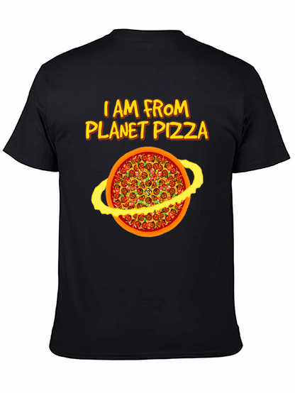 Planet Pizza Graphic Tee - Black Cotton T-Shirt