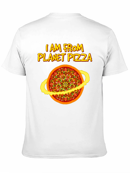 Planet Pizza Graphic Tee - Black Cotton T-Shirt