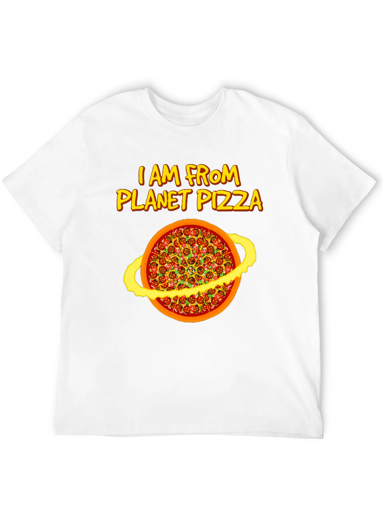 Planet Pizza Graphic Tee - Black Cotton T-Shirt