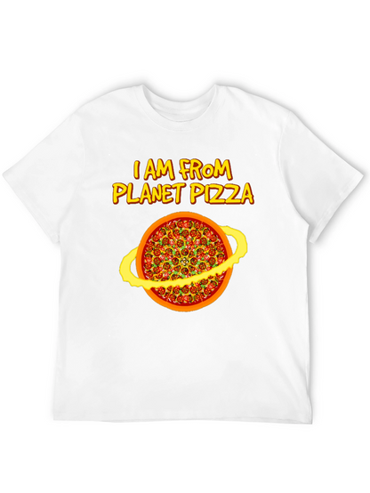 Planet Pizza Graphic Tee - Black Cotton T-Shirt