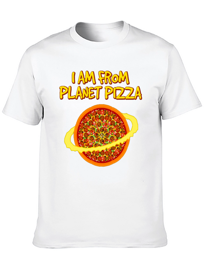 Planet Pizza Graphic Tee - Black Cotton T-Shirt