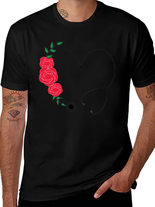 Nurse Heart Stethoscope Graphic T-Shirt