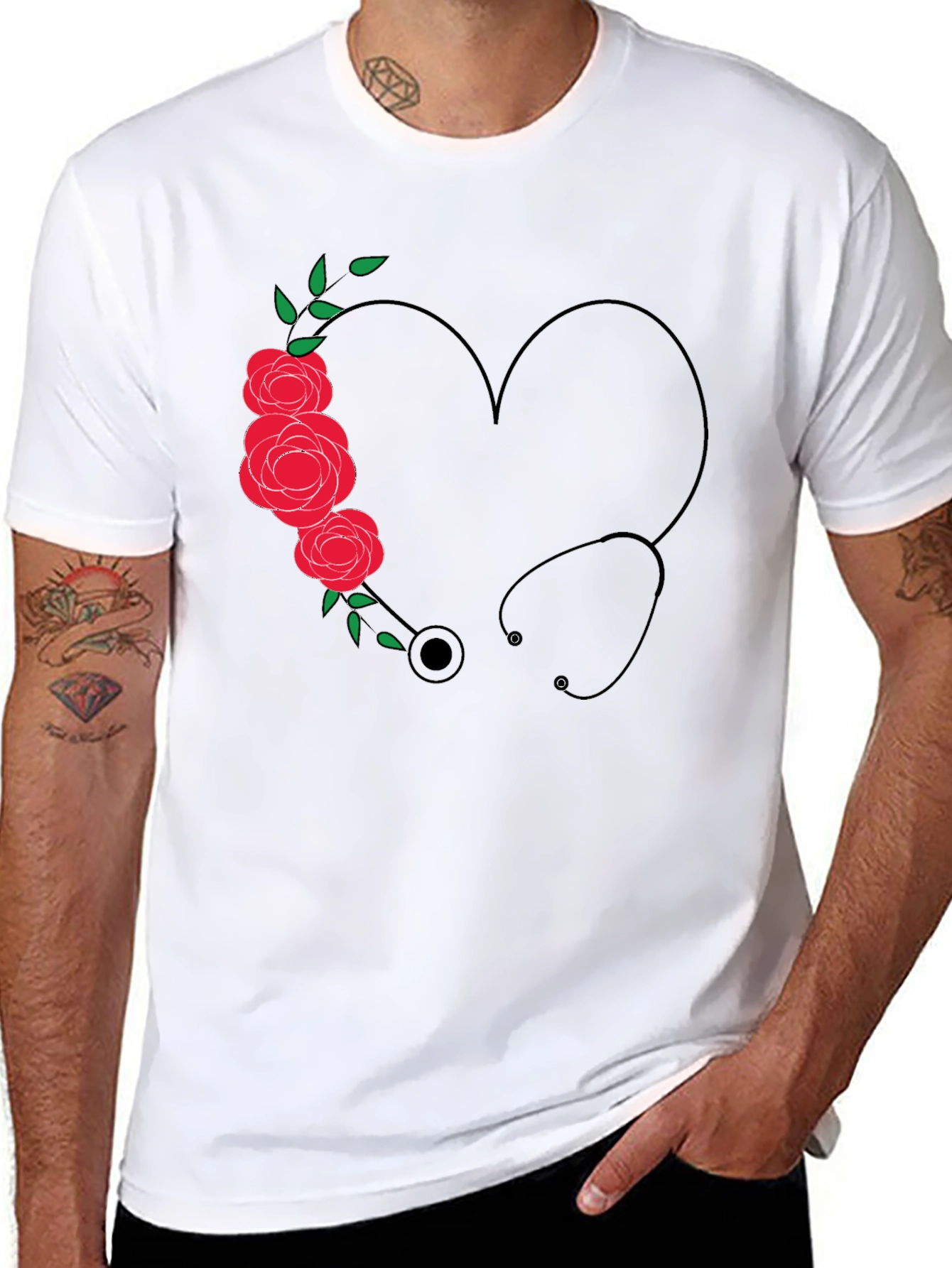 Nurse Heart Stethoscope Graphic T-Shirt