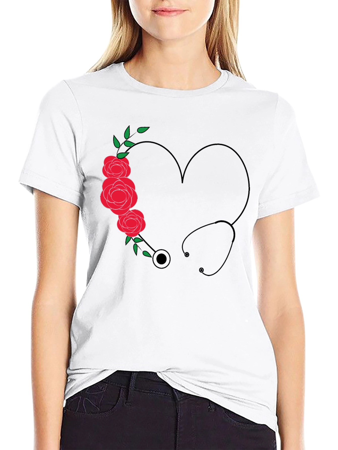 Nurse Heart Stethoscope Graphic T-Shirt