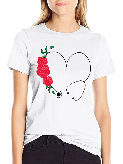 Nurse Heart Stethoscope Graphic T-Shirt