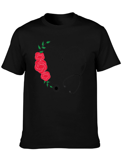 Nurse Heart Stethoscope Graphic T-Shirt