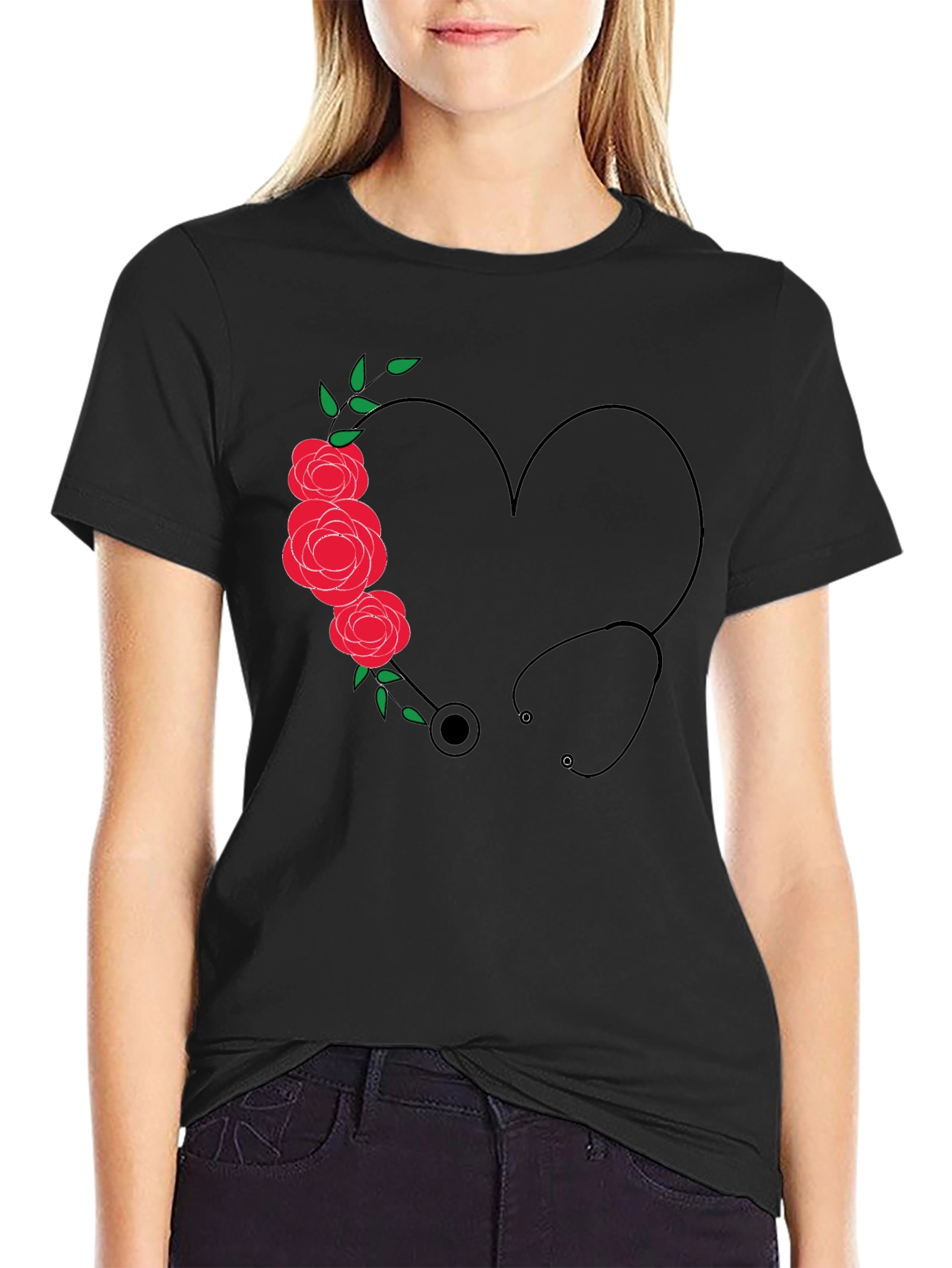 Nurse Heart Stethoscope Graphic T-Shirt