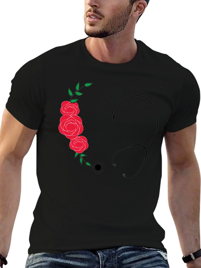 Nurse Heart Stethoscope Graphic T-Shirt