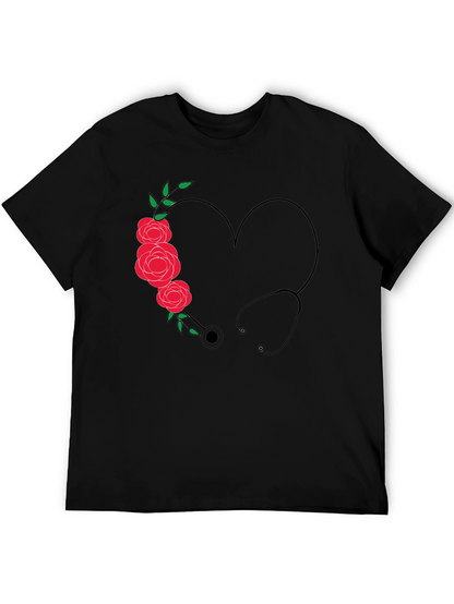 Nurse Heart Stethoscope Graphic T-Shirt