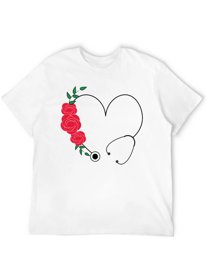 Nurse Heart Stethoscope Graphic T-Shirt