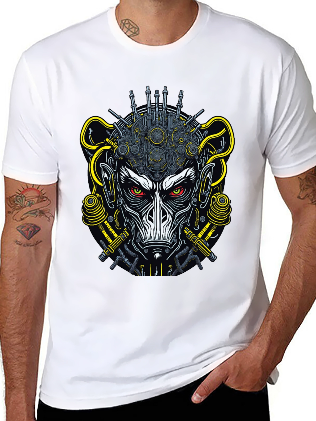 Cyberpunk Monkey Graphic Tee - Futuristic Style