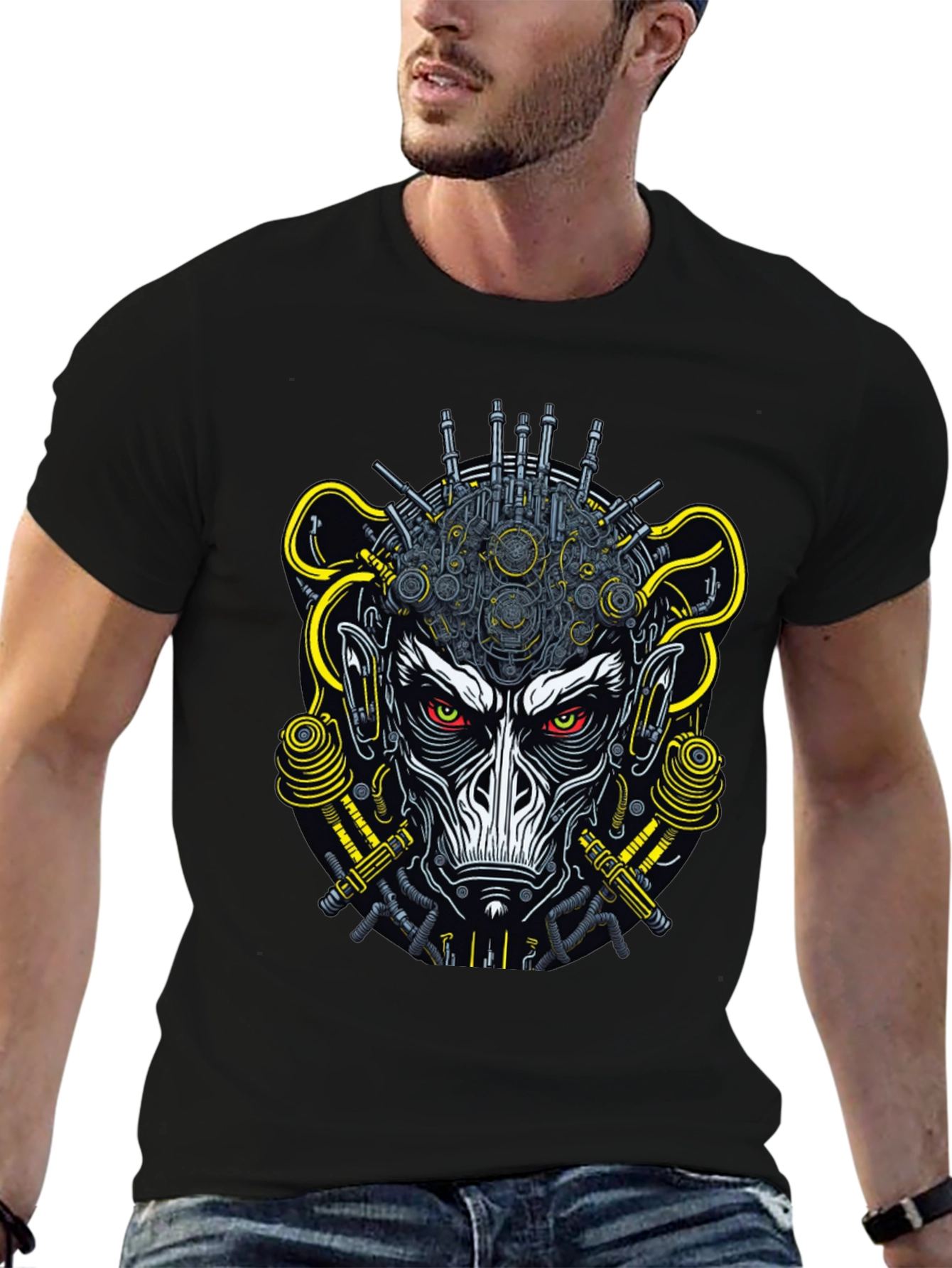 Cyberpunk Monkey Graphic Tee - Futuristic Style
