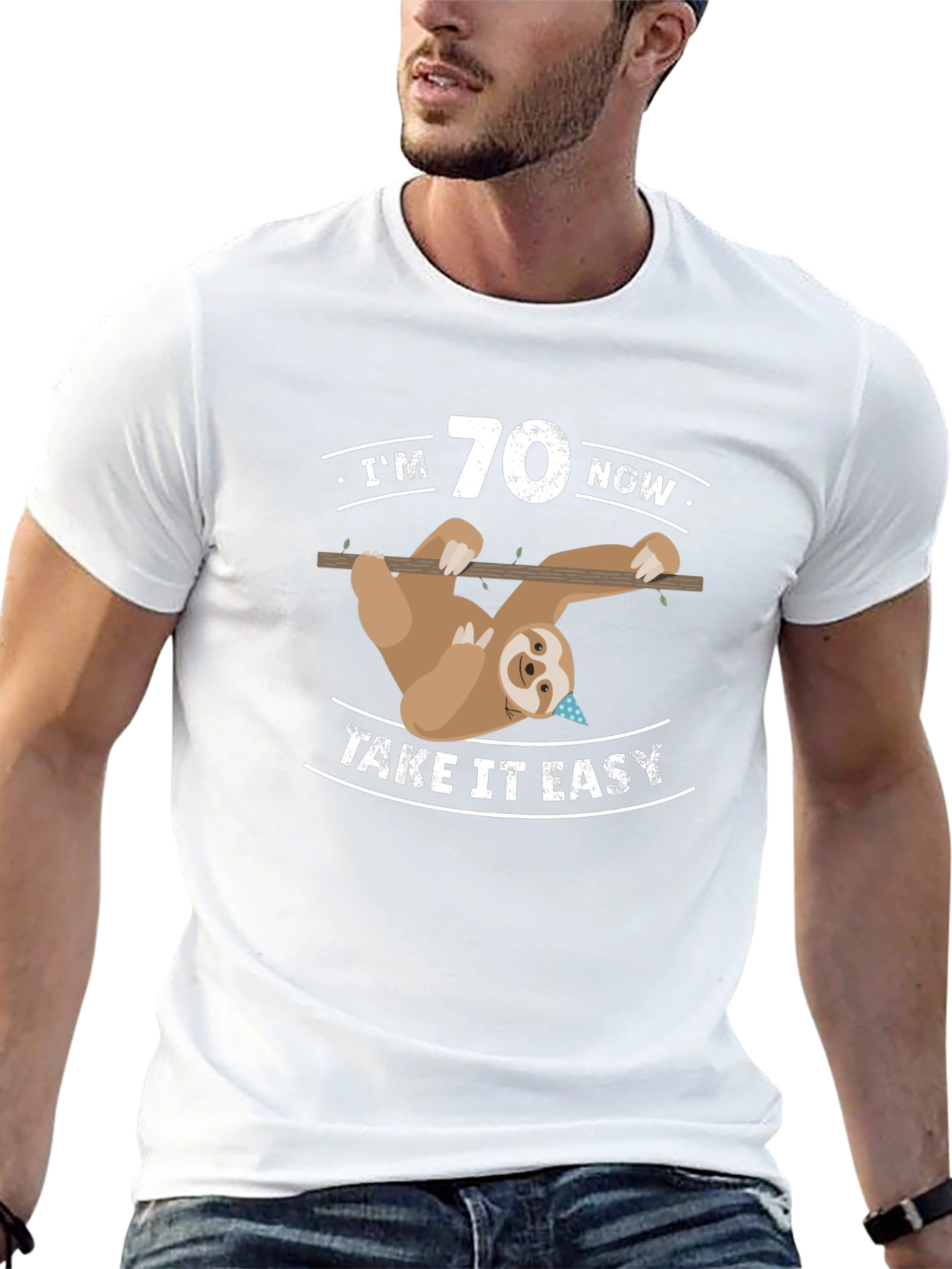 Im 70 Now Take It Easy Sloth Graphic Tee