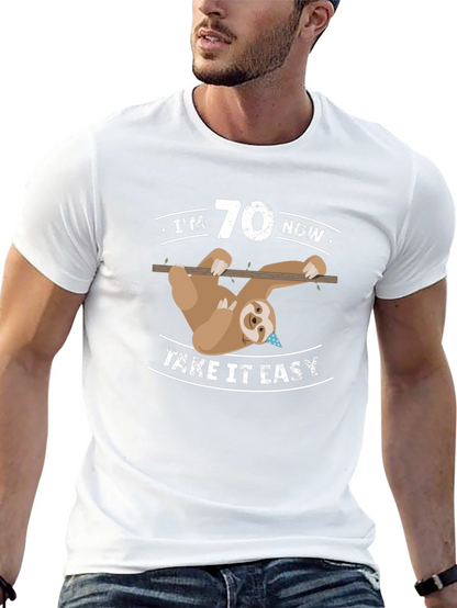Im 70 Now Take It Easy Sloth Graphic Tee