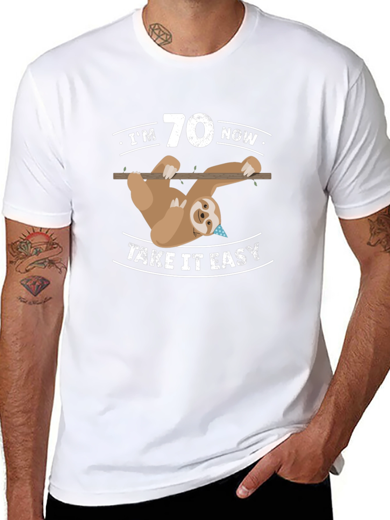 Im 70 Now Take It Easy Sloth Graphic Tee