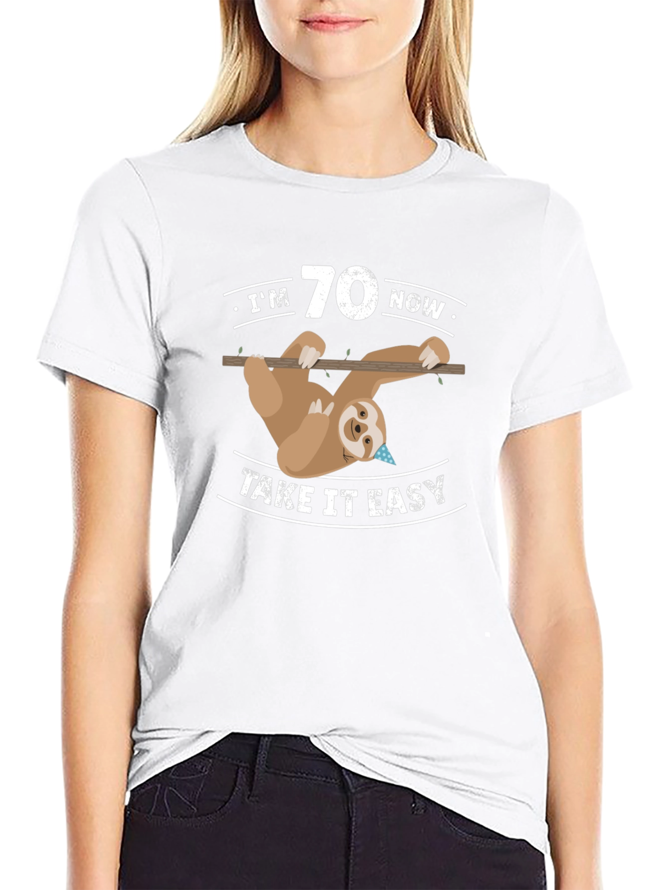 Im 70 Now Take It Easy Sloth Graphic Tee