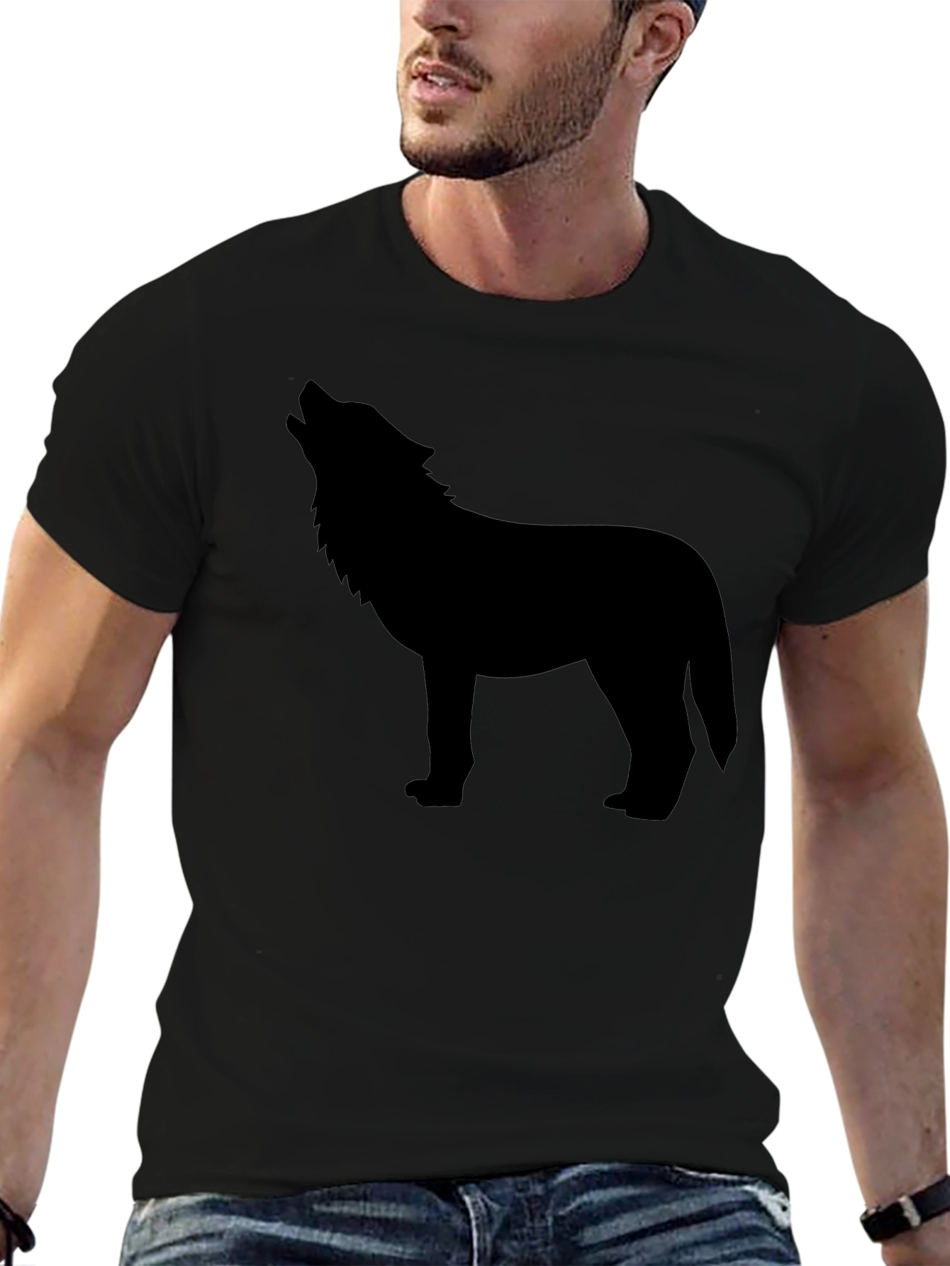 Wolf Silhouette Black Graphic Tee
