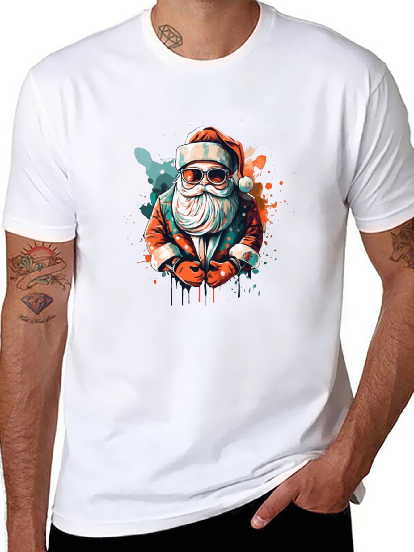 Cool Santa Graphic Tee - Holiday Style