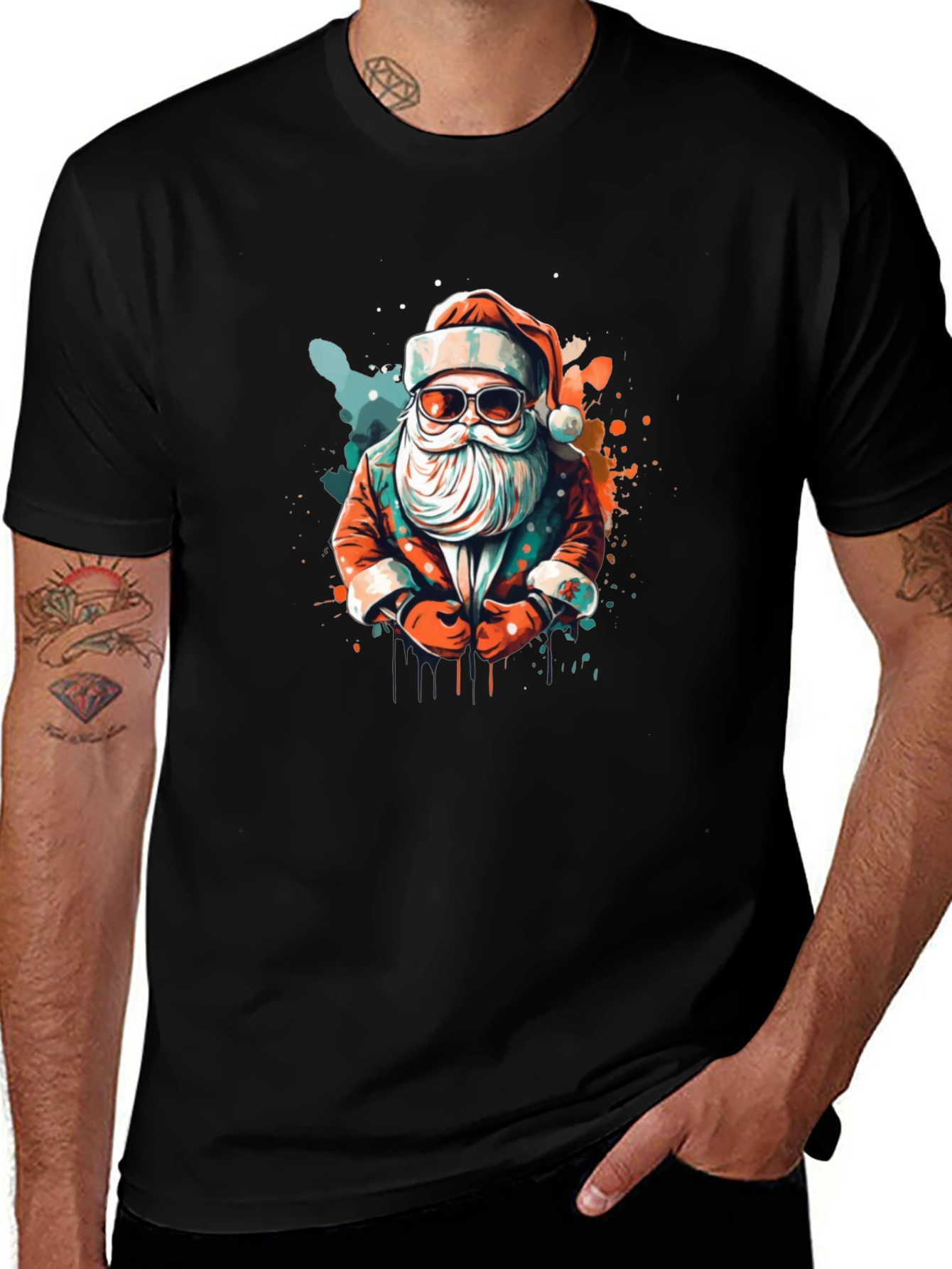 Cool Santa Graphic Tee - Holiday Style