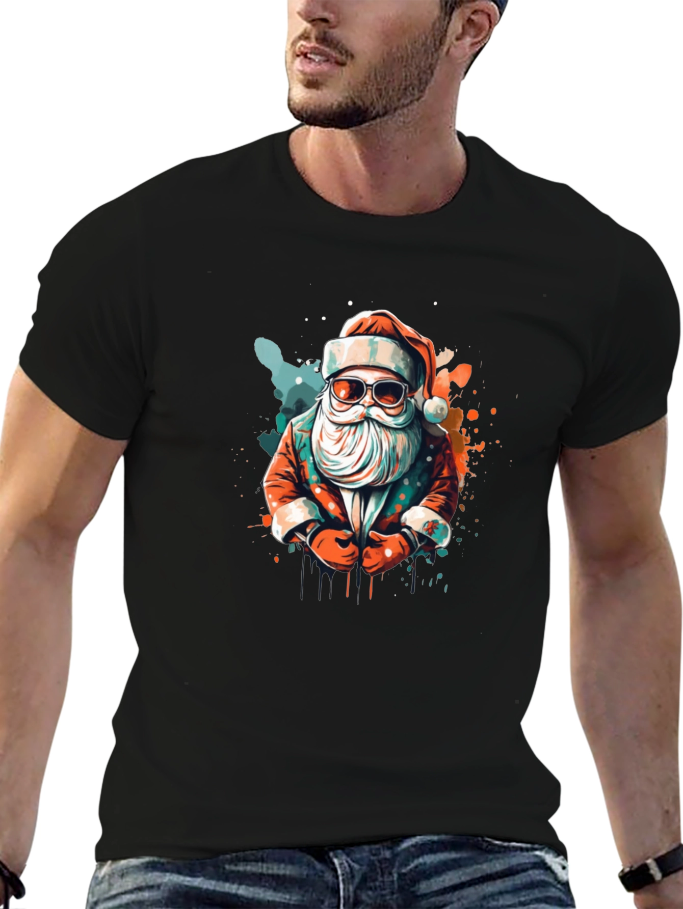 Cool Santa Graphic Tee - Holiday Style
