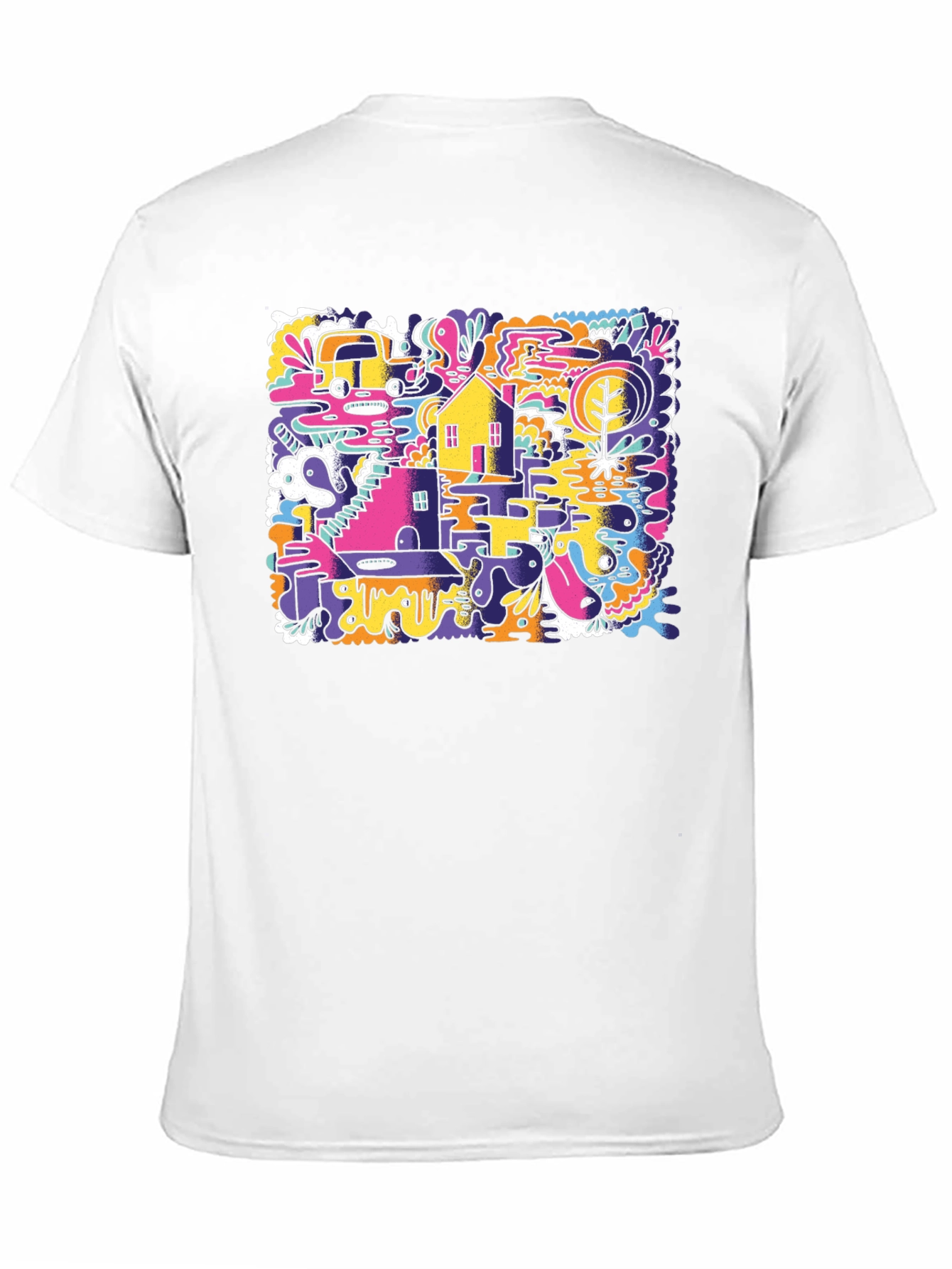 Abstract Doodle Graphic Tee - Black Cotton T-Shirt