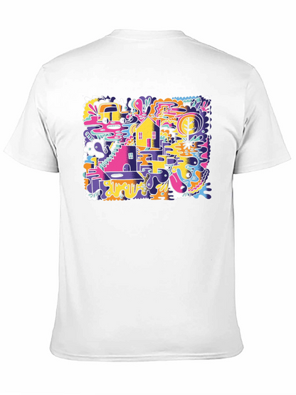 Abstract Doodle Graphic Tee - Black Cotton T-Shirt