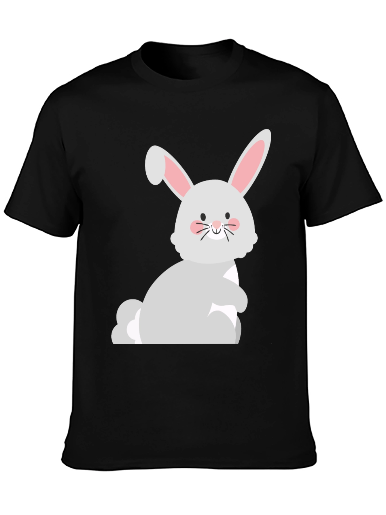 Cute Easter Bunny Graphic Black T-Shirt