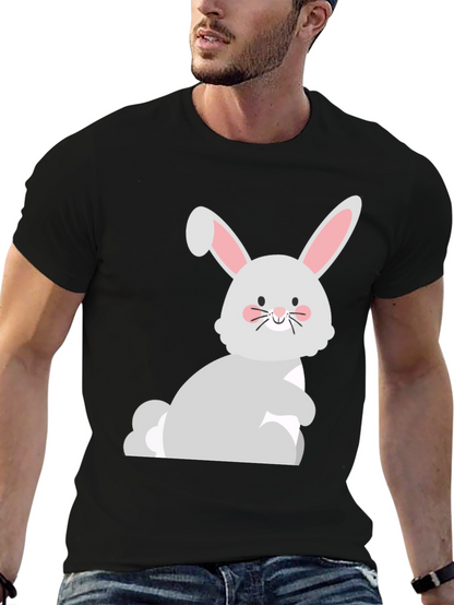 Cute Easter Bunny Graphic Black T-Shirt