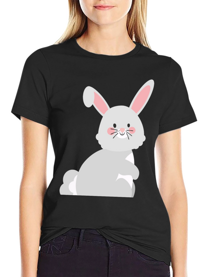 Cute Easter Bunny Graphic Black T-Shirt