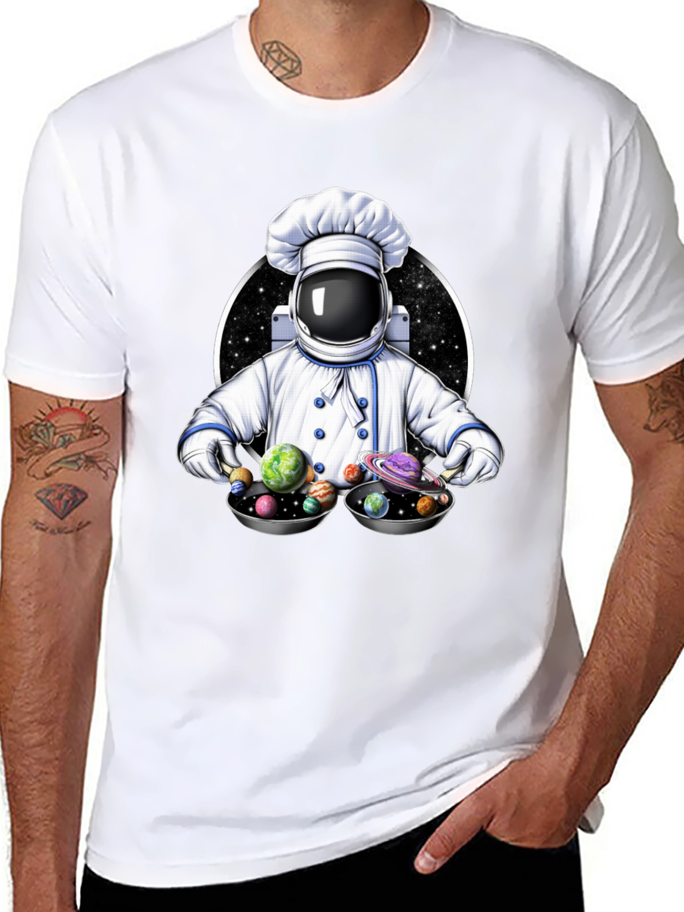 Cosmic Chef T-Shirt - Spaceman Planetary Dish