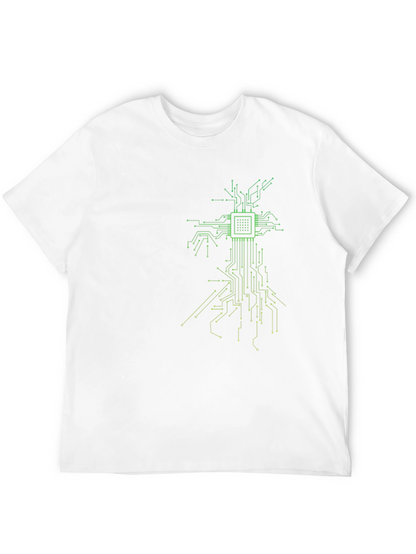 Tech Tree Black T-Shirt - Modern Circuit Board Design