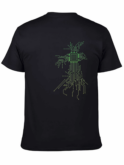 Tech Tree Black T-Shirt - Modern Circuit Board Design